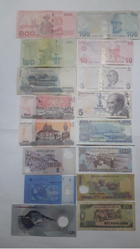 Lote Coleccionable 16 Billetes Sin Repetir Asia Y Europa 1