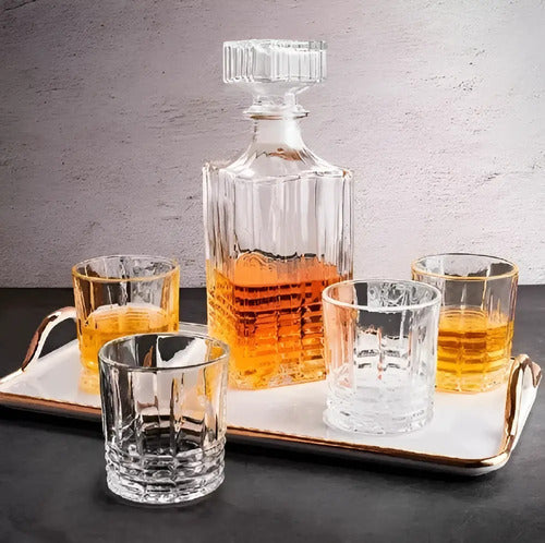 The Kitchen Old Wood 5-Piece Whisky Set - Cut Glass Bottle & 4 Old Fashioned Glasses 1