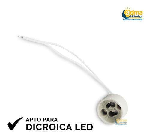 Adma GU10 Dicroica Porcelain Connection Socket with Cable - 220V 1