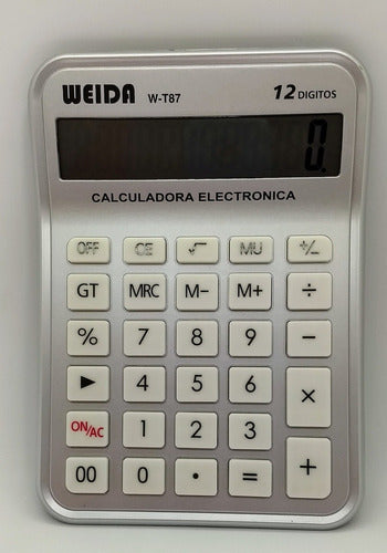 WEIDA W-T87-12 Digital Calculator - Wide Screen - 1 AAA Battery 2