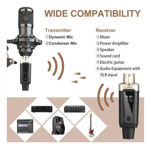 Hügel Conversor A Microfono Inalambrico Xlr Con Adaptador Plug 6