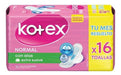 Toallitas Femeninas Kotex Normal Con Alas 16 Unidades 1