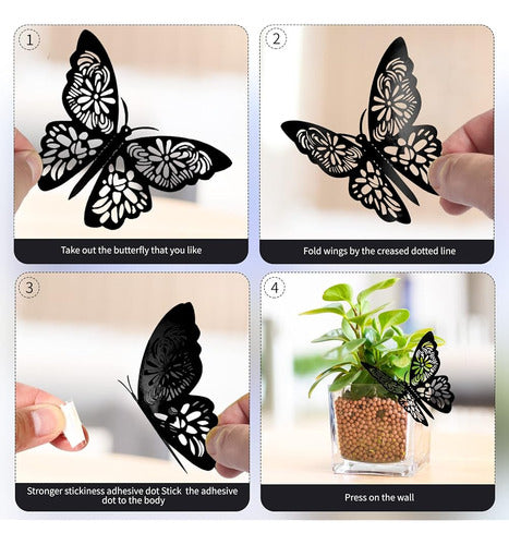 HKFUON 48pcs 3D Black Butterfly Wall Decor 2