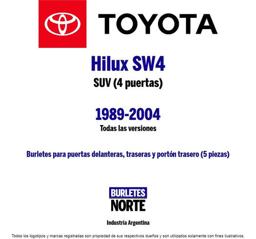 Weatherstripping Toyota Hilux SW4 89-04 Door Hatch Set x5 2