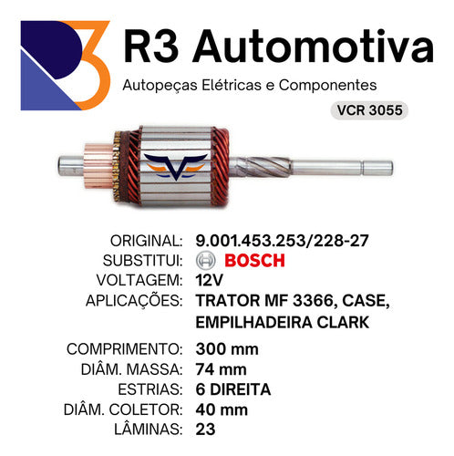 Induzido De Partida Trator Mf 3366. Case, Empilh. Clark 1