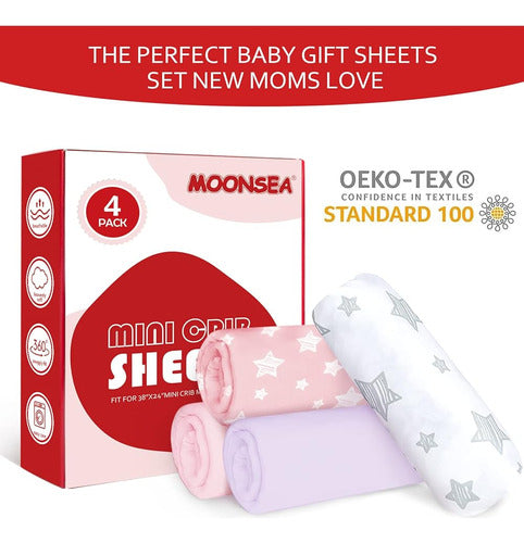 ~? Mini Portable Crib Sheets 4 Pack Para Niñas (38  X 24 ), 2