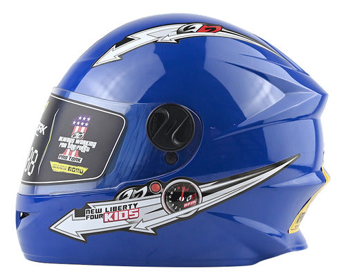 Casco Integral Azul Niño/niña Xs -arpobado- Biela Motos 0