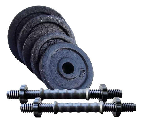 FDN 2 Solid Rubber Coated Dumbbells 10kg Cast Iron Disc 3