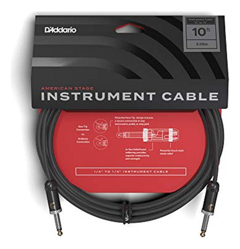 D'Addario Accessories Guitar Stage Cable America Planet Waves Black 1