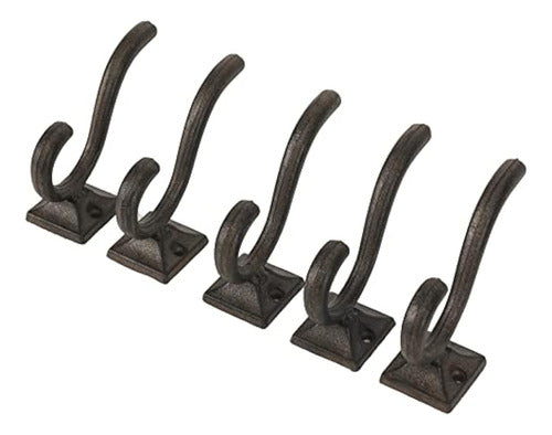 Ambipolar Rustic Cast Iron Decorative Hook Set of 5 4