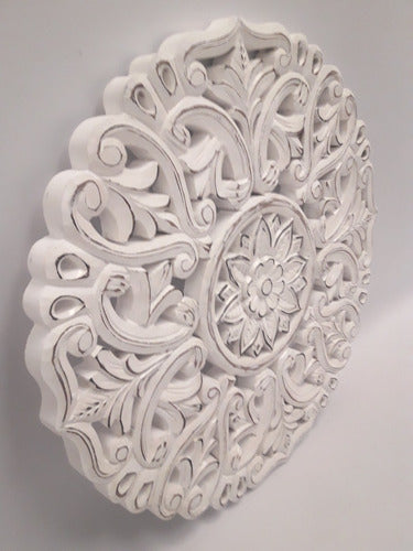 Papua Circular Patinated Panel White 50 Cms 1