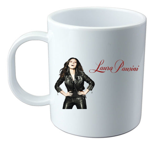 EXXE Taza Plástico Blanca Sublimada Personalizada Laura Pausini 0