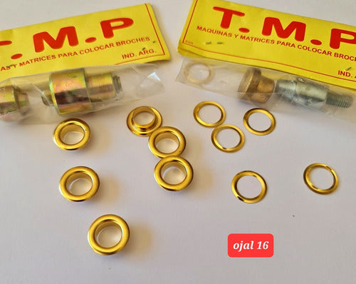 TMP Eyelet Die Set 16 + Punch + 1000 Bronze Eyelets with Washers 1
