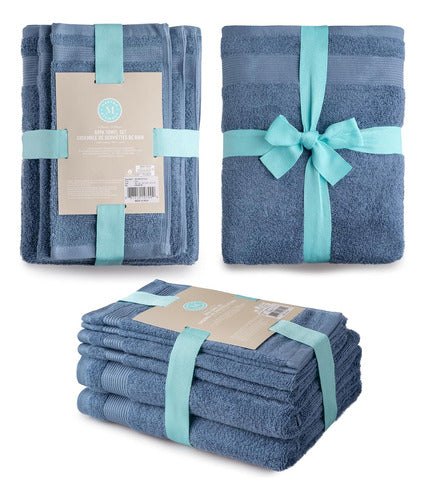 Martha Stewart Set of Towels 100% Cotton 6pcs Soft Blue 5