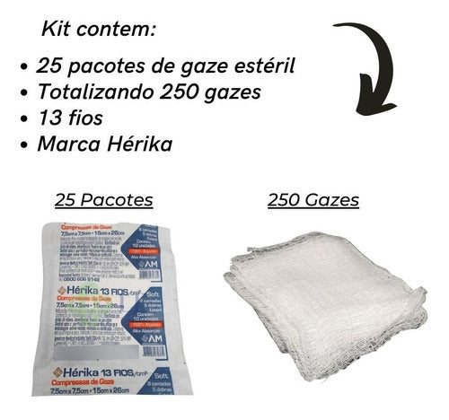 Compressa Gaze Estéril Pacote C/ 250 Unidades 13 Fios Anvisa 1