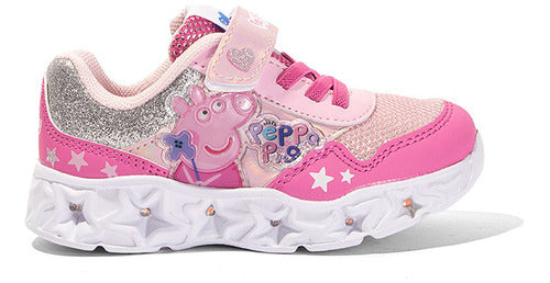 Footy Peppa Pig Glitter Fuchsia Silver Sneakers for Girls 0