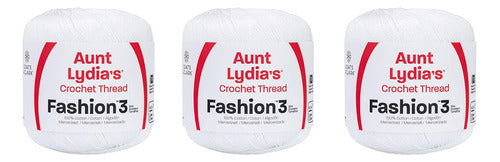 Aunt Lydia's White Crochet Thread, 3 Packs, 150y/137m, Cotton 0