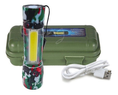 Tactical LED Military Rechargeable Zoom USB Flashlight CR-Q7 11