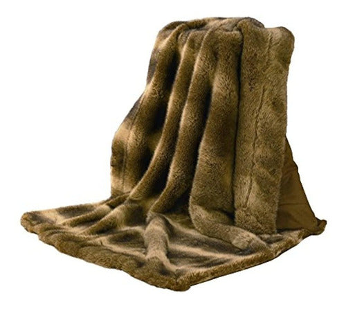 HiEnd Accents Rustic Faux Wolf Skin Throw Blanket, 60" x 90" 0