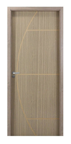 Kit Porta De Madeira Decorada 215x74cm Com Batente De Mdf 0