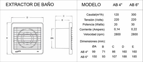 Extractor De Aire Para Baño 6 Pulgadas + Persiana Movil 3