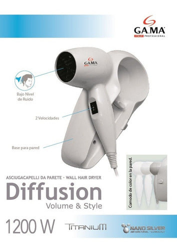 Ga.MA Diffusion Wall Hair Dryer Ideal for Hotels - Pack of 3 1