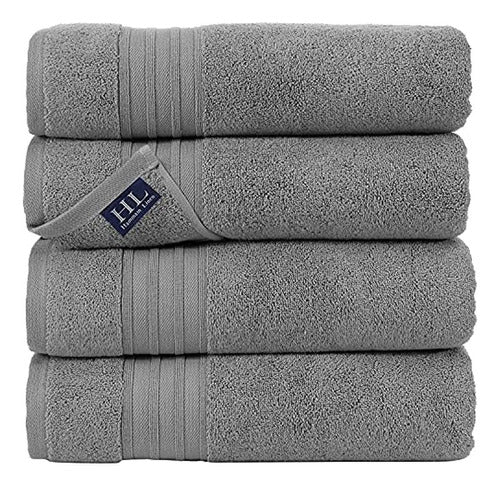 Hammam Linen Cool Grey Bath Towels 4-Pack - 27x54 Soft And Absorbent 0