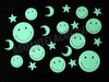 Fluorescent Glow in the Dark Smiley Faces and Stars x 20 Units 1