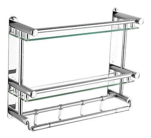 Levys Bazar Bathroom Organizer Towel Rack 2 Shelf Stainless Steel Glass 6