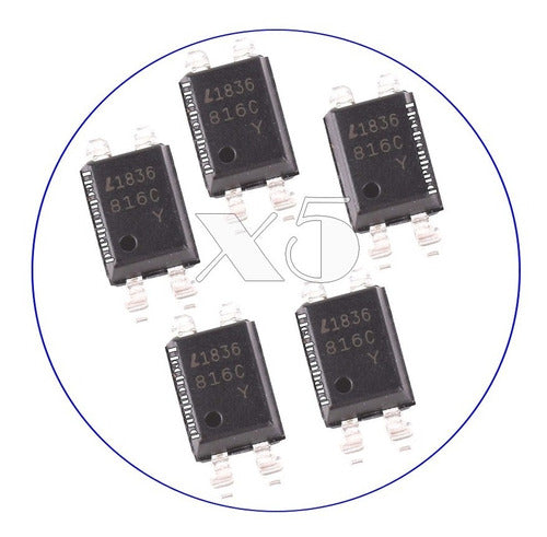 Pack of 5 LTV-816S Optocouplers (816C) by Liteon - SMD 4-Pin Surface Mount Package 1