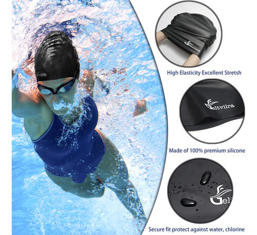 XL Waterproof Swimming Cap for Long Hair Dreadlocks Braids etc Purple 2
