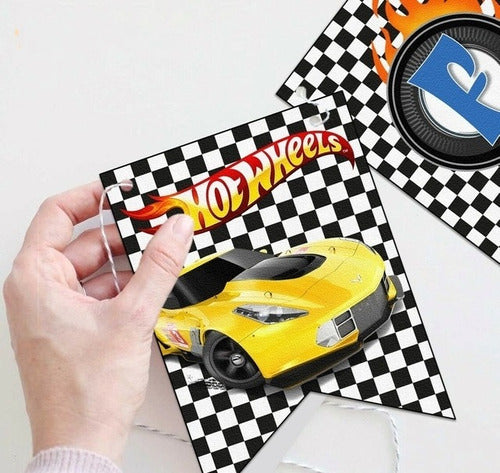 Banderín Personalizado Para Cumpleaños Hot Wheels 1