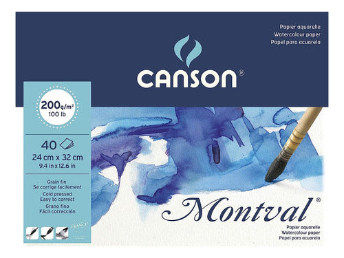 Canson Montval Acuarelas Block 200grs 24x32cm 40h 0