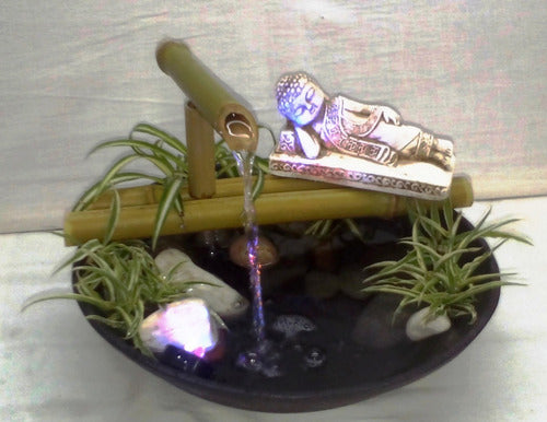 Buddha Resting Water Fountain with LED Light on Canes 3