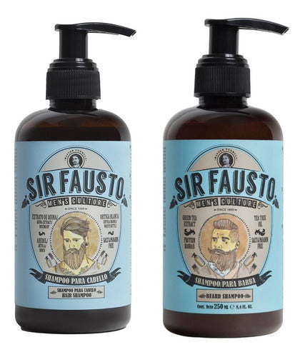 Sir Fausto Men's Culture Shampoo Beard + Hair 250ml - Pack of 2 - Sir Fausto - Shampoo Barba + Cabello X 250Ml -3C