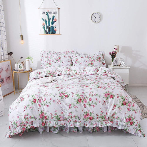 Fadfay Floral Duvet Cover Set King Size 4 Pieces Premium 100 0