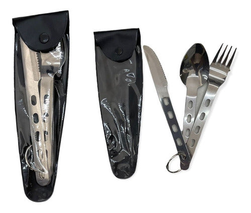Camping Cutlery Set Knife - Fork - Spoon with Case 0