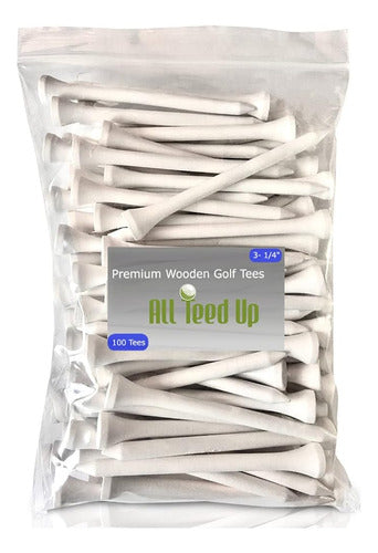 All Teed Up Pro Wood Golf Tees de 3-¼ Pulgadas | 100 Unidades 0