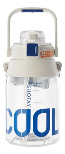 Sports Water Bottle Tritan Plastic with Button and Strap 1.4L 11