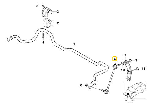 Front Left Sway Bar Link BMW 5 Series E39 525i M54 2