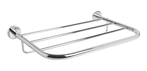 Rinnovo Curved Towel Rack Shelf with Chrome Brass Rod 40 cm 0