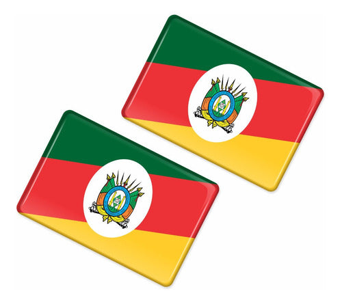 Par Adesivos Bandeira Rio Grande Resinado 4x6cm Bd53 Fgc 1