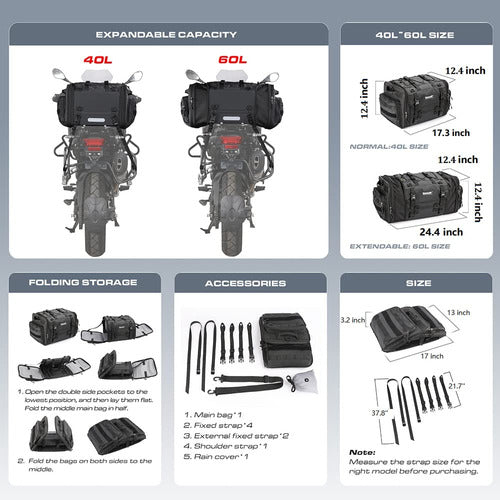 Rhinowalk Motorcycle Travel Bag, Tail Bag 1