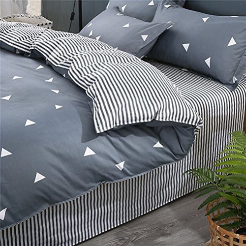 Uozzi Bedding Queen Duvet Cover Set Blue Gray Triangles 0