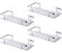 Set of 4 Rectangular Stainless Steel Shower Bathroom Shelves with Handrail 0