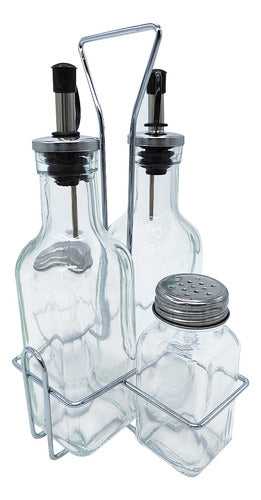 Mas Casa Oil and Salt Shaker Set 4 Pcs with Base 0