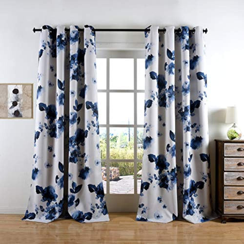 Taisier Home Deep Blue Ink blackout curtains with grommets - Set of 2 0