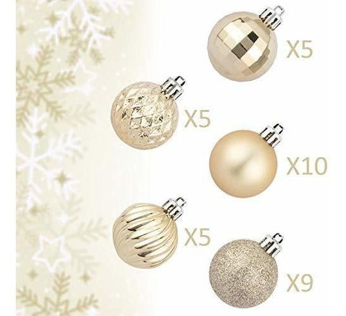 KI Store Champagne Christmas Balls Set of 34 1