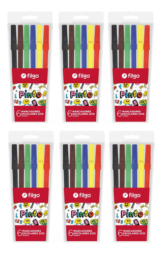 Filgo Long Water-Based Markers Pack of 6 Colors 0