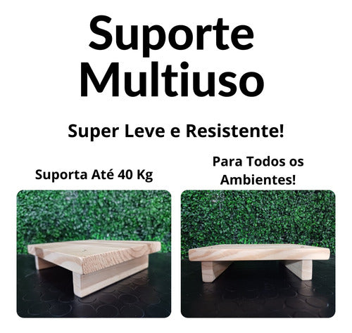 Suporte Multiuso Vaso De Plantas Feito De Madeira Rustico 2